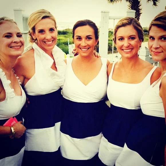 Lulakate striped navy cocktail dress - Picture 2 of 2